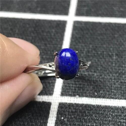 8x6mm Genuine Natural Royal Blue Lapis Lazuli Ring Jewelry For Woman Man Love Gift Beads Crystal Gemstone Adjustable Ring AAAAA