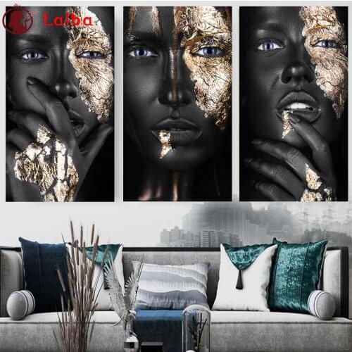 Diamond Painting African art black and gold woman diamond mosaic full drill diamond embroidery cross stitch picture home decor3
