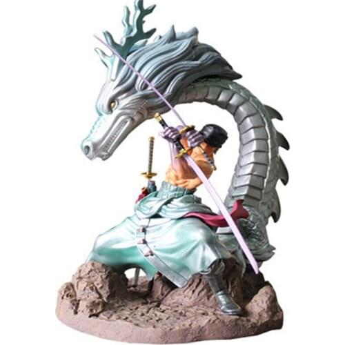 Anime One Piece Fighting Dragon Roronoa Zoro Action Figure Sailing Again Action PVC Big Deluxe Statue Model Toy Collectible 24cm