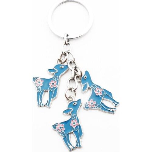 FREE SHIPPING BY DHL 100pcs/lot 2019 Zinc Alloy Metal Sika Deer Keychains Sika Deer Keyrings Deer Keyholders