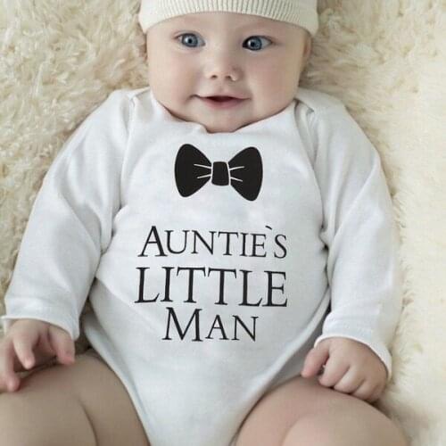 Aunties Little Man Baby Bodysuit Infant Jumpsuit Long Sleeve Baby Boys Girls Clothes Newborn Baby Clothing