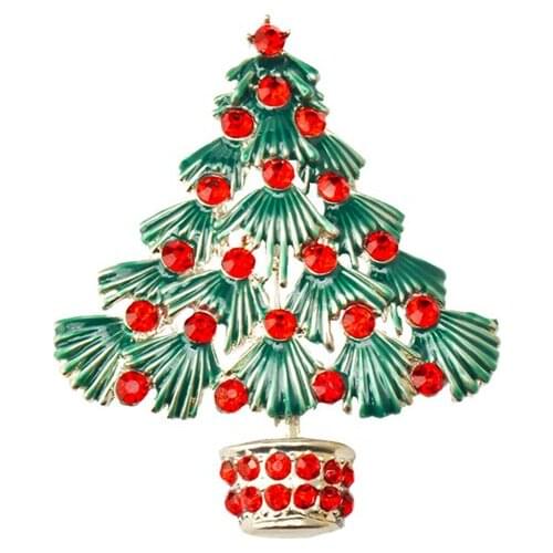 New Fashion Gold Cute Christmas Tree Brooch Pin For Women Crystal Rhinestone Pine Broches Mujer para ropa Prendedores de mujer