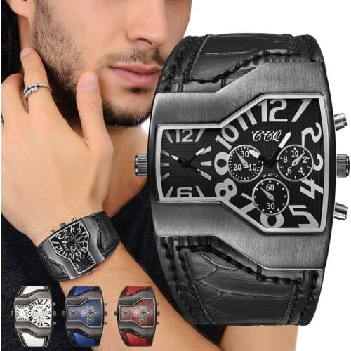 Watches for Men Big Wide Exaggeration Big Dial Leather Cool Wistwatch Clock Casual Man Gift Sport Watch Male Relogio Masculino