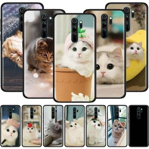 Cute Cat Kitten Case for Xiaomi Redmi Note 9S 8T 8 7 9 9A 9C K30 Pro 8A 7A 6 Black Silicone Phone Cover Sac