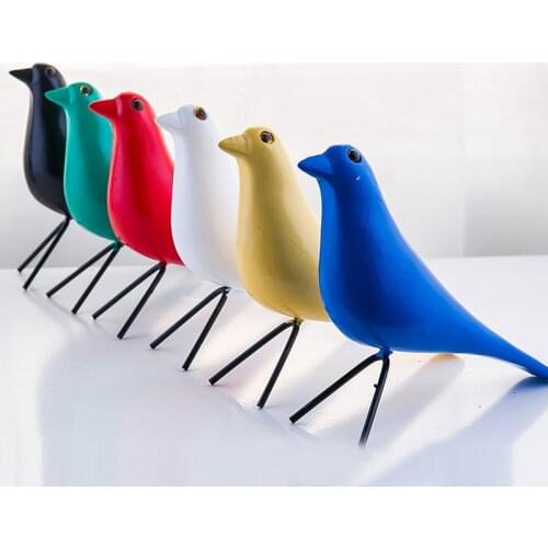 Wooden Bird Miniature Figurines Creative Nordic Home Office Desktop Decoration Lucky Peace Doves Handicraft Sculpture Ornaments