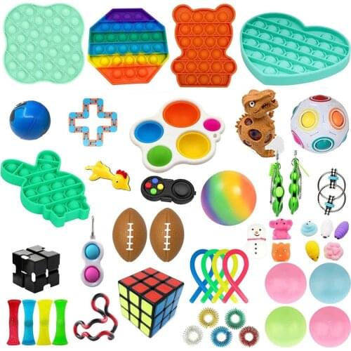 Kids Fidget Sensory Toys Stress 22 PACK Set Adult Anti-stress Toy Push Kits Bubble Fidget Toy Relief Autism Children Boy Gift
