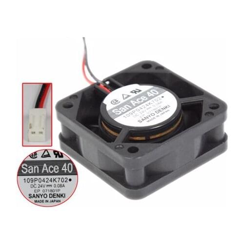 Sanyo Denki 109P0424K702 DC 24V 0.08A 40x40x15mm 2-Wire Server Cooling Fan