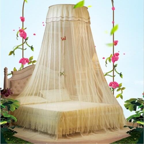 Elegant Lace Insect Bed Canopy Netting Insecticide Treated Hanging Mosquito Nets Round Netting Curtain Round Bedding Decor