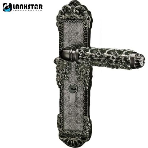 European Luxury Mute Lockset Gold Color Hollow Process Handle Lock Mahogany Double Tongue Locks Interior Zinc Alloy Door-lock