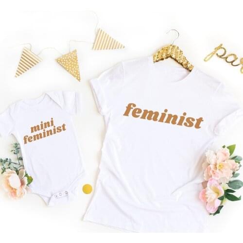 Mama and Mini Tshirt Feminist Mini Bodysuit Future Is Female Girls Rule Feminist Shirts Matching Mommy and Baby Clothes