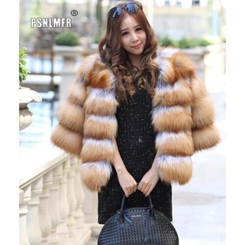 Hot Sale Thicken Women Red Fox Fur Coat Luxury Warm Office Ladies Daily Wear Winter Women Coat Streetwear Outwear Natural Jacket