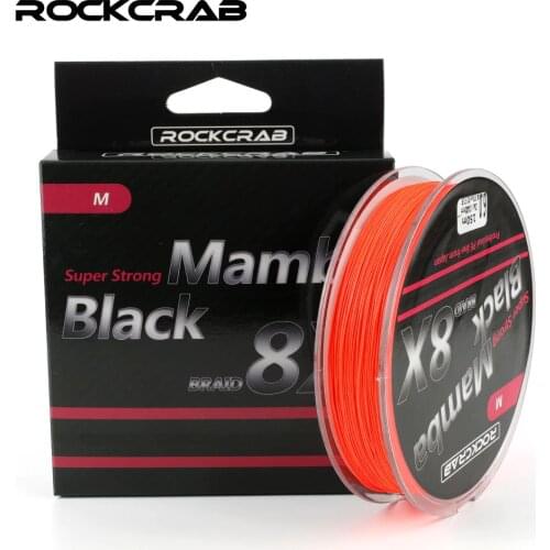 RockCrab Brand Black Mamba 8X Series 150M 164Yards 8 Strands multifilament PE Line Braided Fishing Line Super Strong Smooth