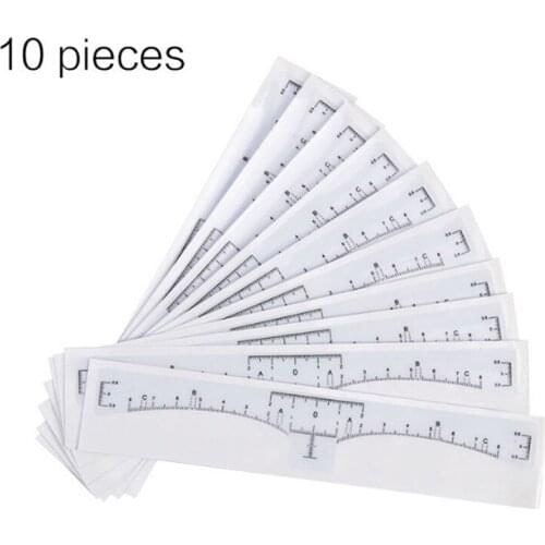 10Pcs Eyebrow Ruler Sticker Grooming Stencil Shaper Ruler Measure Tool Eye Brow Drawing Guide Card Brow Template DIY Make up