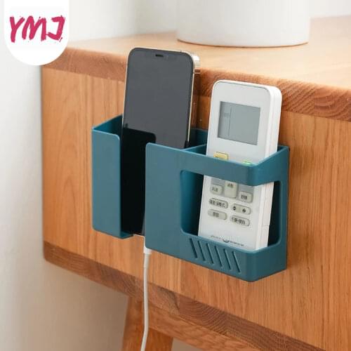 1PC Wall Mounted Organizer Storage Box Remote Control Mounted Mobile Phone Plug Wall Holder Charging Multifunction Holder Stand