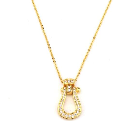 Fashion Full Rhinestone CZ Buckle Knot Pendant Necklace For Women