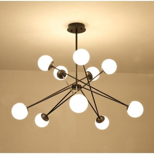Nordic minimalist Black/Golden LED chandelier lighting Glass ball living room hanging lamp restaurant bedroom home deco fixtures