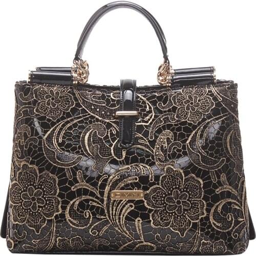 New Womens Leather Handbag Lace Shoulder Bag Large Capacity Messenger Bag Fashion Tote