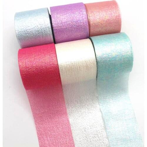 New 1-1/2 38mm laser flash ribbon 10 yards /20 yards drape laser DIY handcrafted material hair bow fashion festive decoration