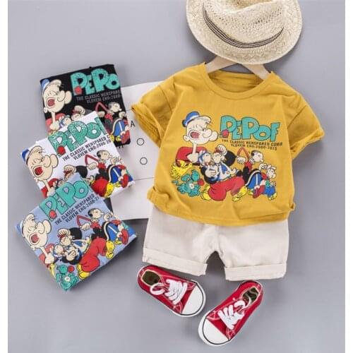 New Summer Fashion Toddler Tracksuits Baby Boy Cotton Kids Cartoon O-Neck T Shirt+Shorts 2Pcs Infant Children Out Clothes Sets