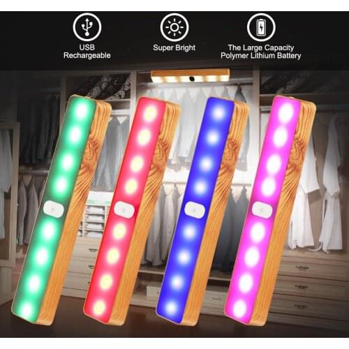 New colorful wood pattern light bars touch magnet cabinet outdoor camping tent closet charging wall light