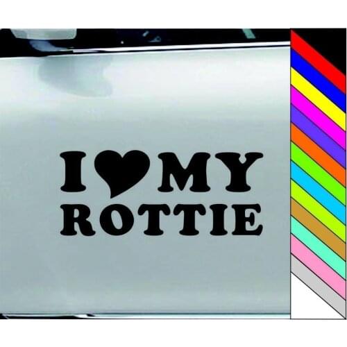 Lovely I LOVE/HEART MY ROTTIE window stickers for Rottweiler Dog Matte Black 20x9cm