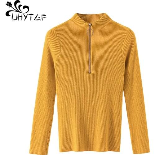 UHYTGF Autumn Winter Knitted Women Sweater Pullover Female Plus size Soft Elasticity Pullover Femme On sale Sweater Female X739