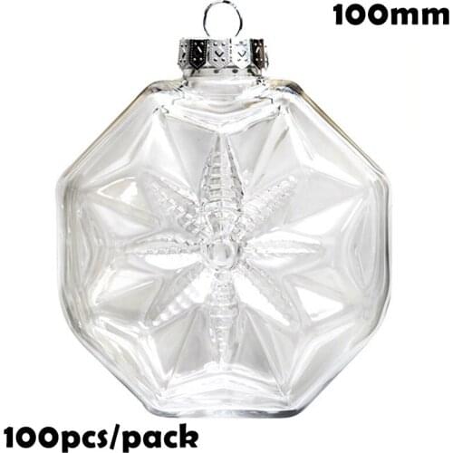Free Shipping DIY Paintable/Shatterproof Christmas Decoration Ball 100mm Fillable Plastic Snowflake Ornament, 100/Pack