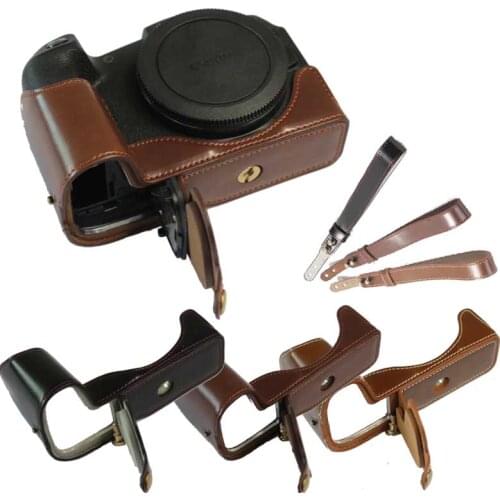 PU Leather Camera Half Body Bottom Case For Canon EOS RP EOSRP Protective Cover with Wrist Strap