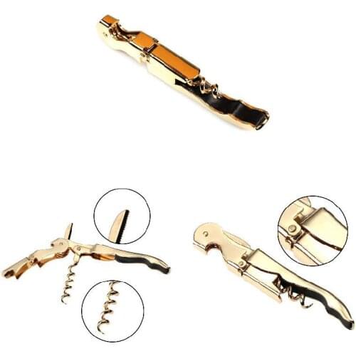 Gold Plated Corkscrew Double Hinge Waiters Wine Key Bottle Opener Party Bottle Opener GQ