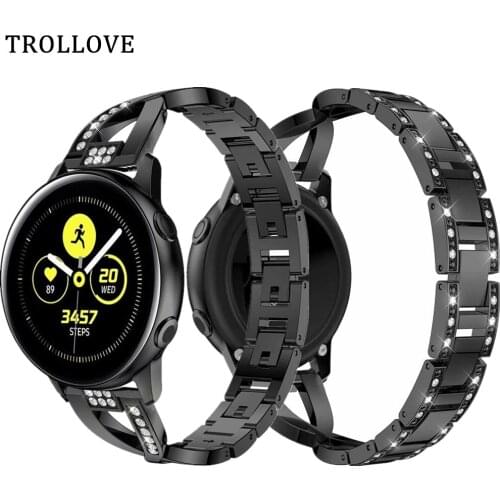 Diamond Watch Strap for Samsung Galaxy 46mm 42mm Active Stainless Steel Band for Gear S3 S2 Classic Sport Replacement 20mm 22mm