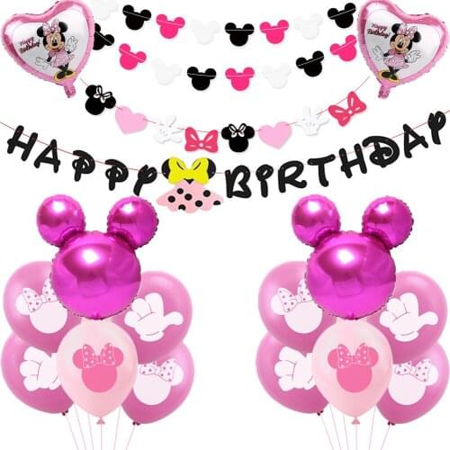 Minnie Mouse pink Cake Topper and Cupcake Topper 1st Birthday Party banner Supplie Decor for baby girl favor birthday cake decor