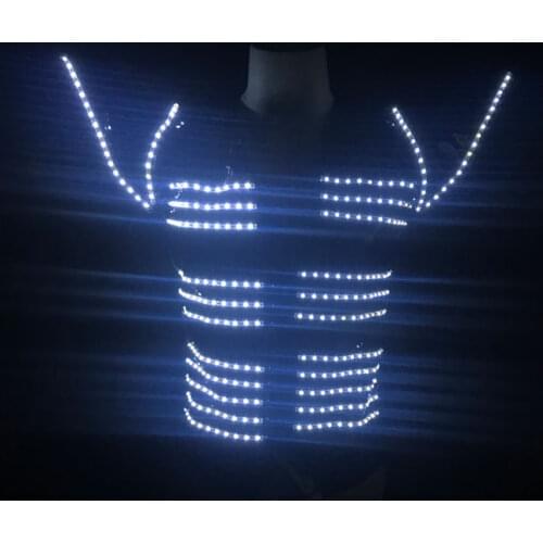 Bar light space clothes LED vest summer mens stage dance wear performance clothing nightclub KTV singer DJ robot costume