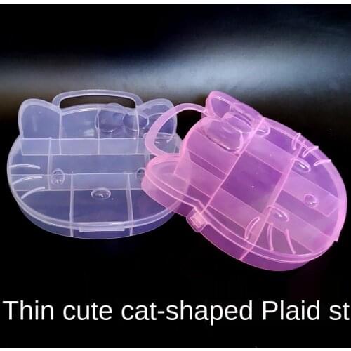 Thin Cute Cat DIY Handmade Beaded Plastic Box Jewelry Storage Box Fishing Gear Baby Puzzle Storage Box