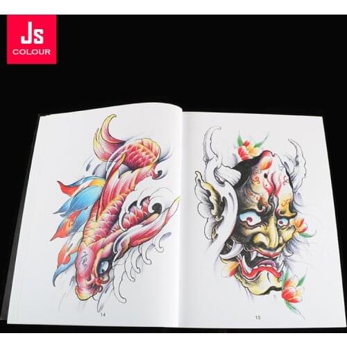 Traditional Tattoo Flash Book KOI Dragon God Fish Skull Hannya Gril Elephant Bano Tattoo Accessories Body Art Books 80 Pages