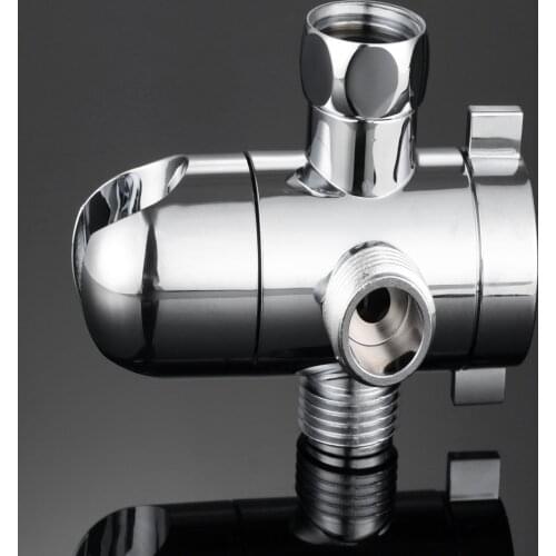 3 Way Shower Head Holder Water Saving Diverter Silver Polished Chrome Wall Mounted Shower Valve Fix Bracket