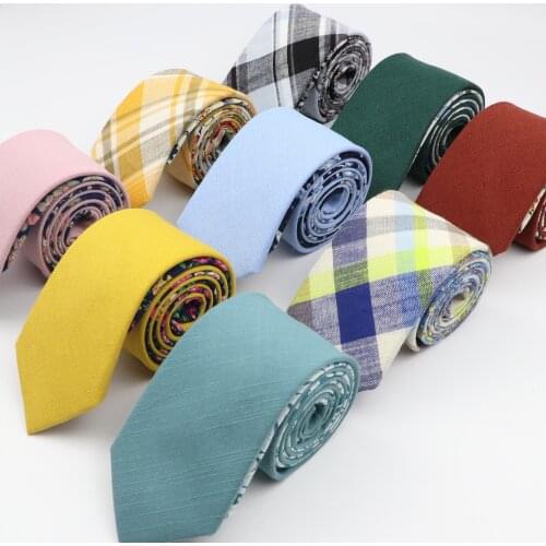Solid Color Two Part Tie Cotton Pure Splicing Colorful Slim Neckties Wedding Ties Skinny Groom Floral Necktie for Men 7cm Width