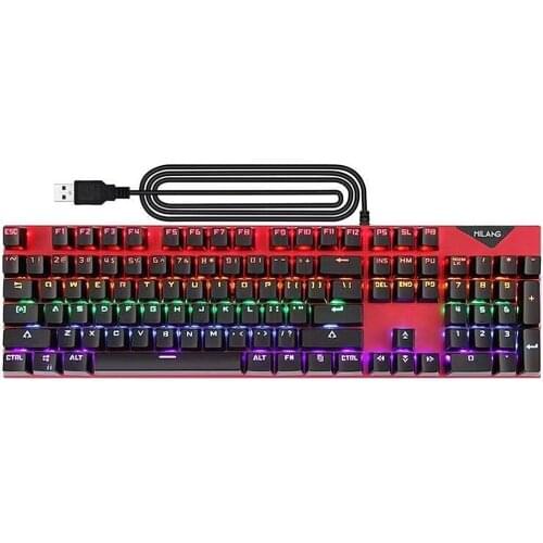 USB Wired Gaming Mechanical Keyboard 104 Key Multi Color Doubleshot keycaps