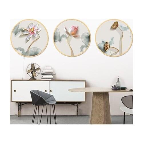 Chinese Style Lotus Home Decoration Vinyl Wall Sticker Vintage Flower Bedroom Bathroom Wall Decals Poster Wallpaper