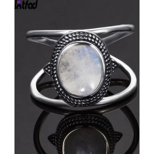 925 Sterling Silver Rings Natural Moonstone Rings for Women Men Luxury Gemstone Rings Party Gift Fine Jewelry