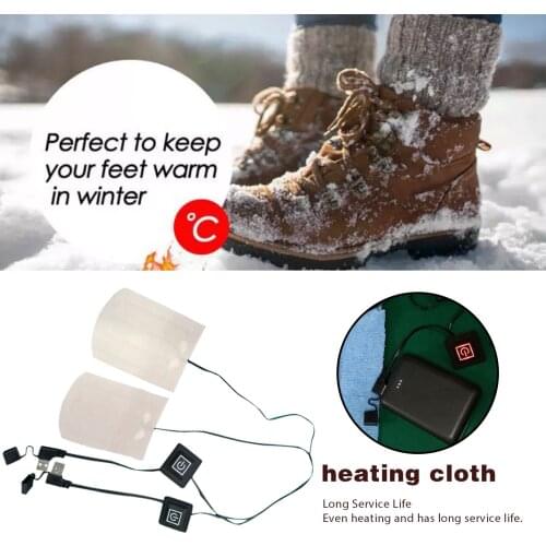 1 Pair6.5X9cm 5V USB Heated Socks Carbon Fiber Pads Electric Heated Insoles Winter Warm Arm Hands Waist Heated Gloves