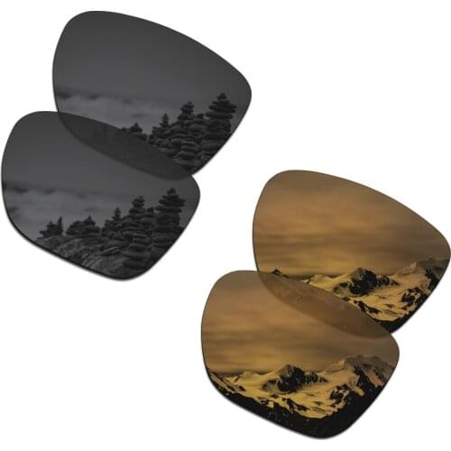 SmartVLT 2 Pairs Polarized Sunglasses Replacement Lenses for Oakley Crossrange XL Stealth Black and Bronze Gold