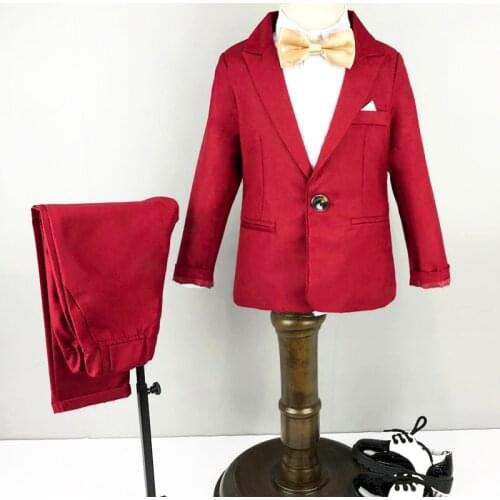 Flower Boys Wedding Suits Sets Children Blazer Pants 2pcs Outfits Kids Formal Prom Performance Costume Boys Tuxedo Clothes
