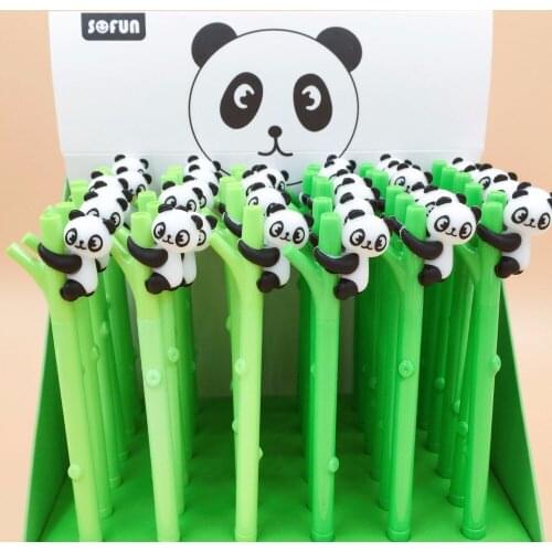 36pcs/pack 0.5mm black ink creative cartoon bamboo panda gel pen/student prize promotion gift water sign pen