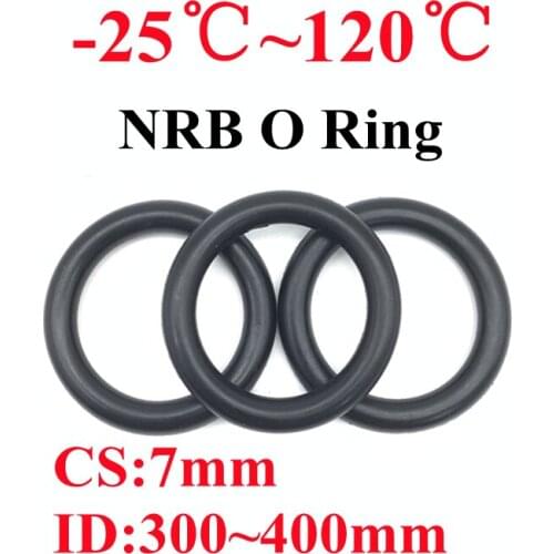 5pcs Black O Ring Gasket CS 7mm ID 300mm ~ 400mm NBR Automobile Nitrile Rubber Round O Type Corrosion Oil Resistant Seal Washer