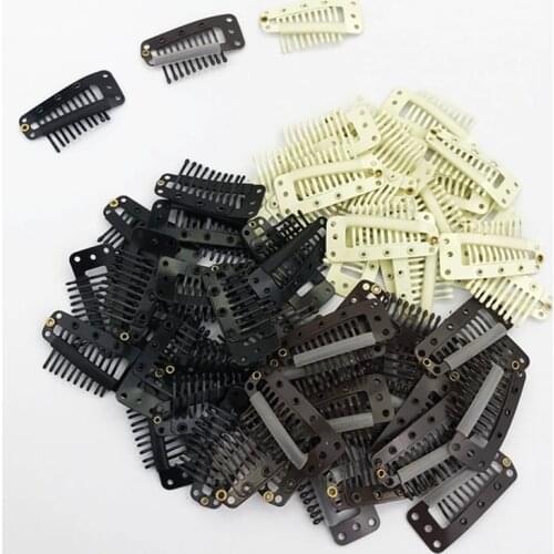 50pcs 3.8cm Wig Clips Snap In Human Hair Extensions Hairpins Black Clips For Weft weaving Hair Closure Clips Brown Blonde