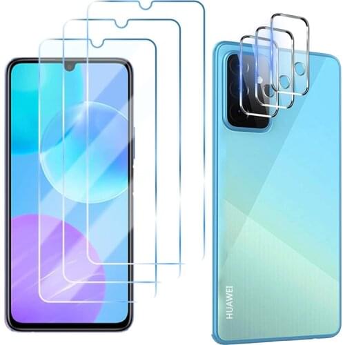 6in1 [3 Glass +3 Lens Film] HD Clear Tempered Glass Protector For HUAWEI P30 P40 Lite E honor 20 Pro View 30 Nova 5T 7i