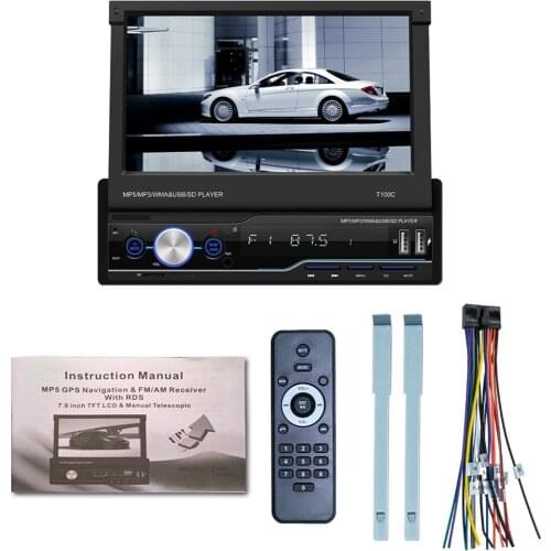 7 Inch Touch Screen Car 1 Din Apple CarPlay Multimedia Bluetooth Retractable Car Radio MP5 Player Stereo System