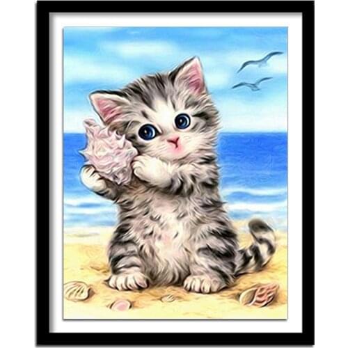 Diamant painting 5D Diamond Painting Cross Stitch Diamond Embroidery Cat Full Square Rhinestones Pattern Home Decoration Needle