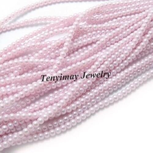 Free Shipping 5 Strands 4mm Light Pink Imitation Pearl Loose Beads For DIY