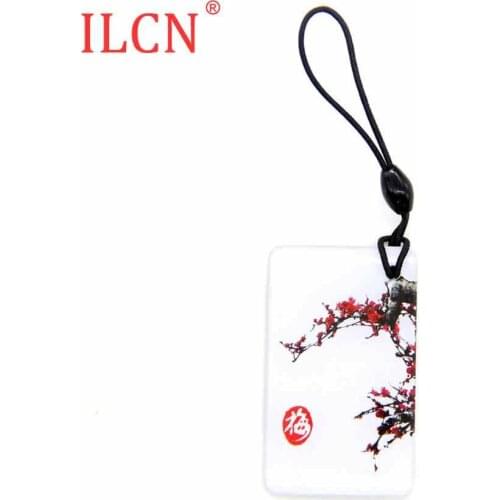 S50 1K 13.56Mhz UID Plum Blossom Pattern Rewritable KeyFob Key Chain Changeable RFID IC Card Token Tag Keychain Access Control 1